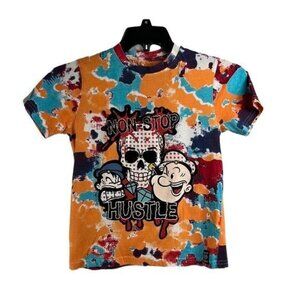 Phat Farm t-shirt boys 2021 Popeye skull velvet detail tee size small